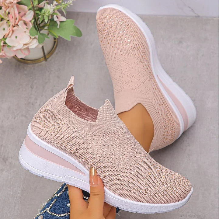 Oulella | Orthopaedic Sneakers with Wedge, Mesh and Rhinestones