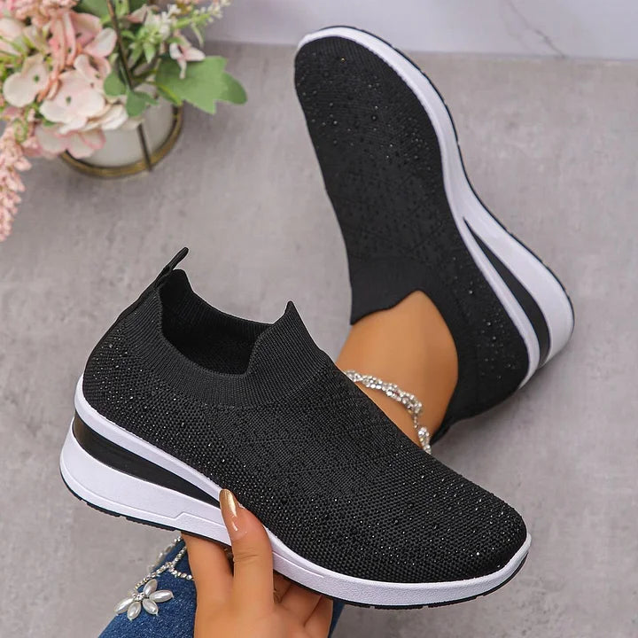 Oulella | Orthopaedic Sneakers with Wedge, Mesh and Rhinestones