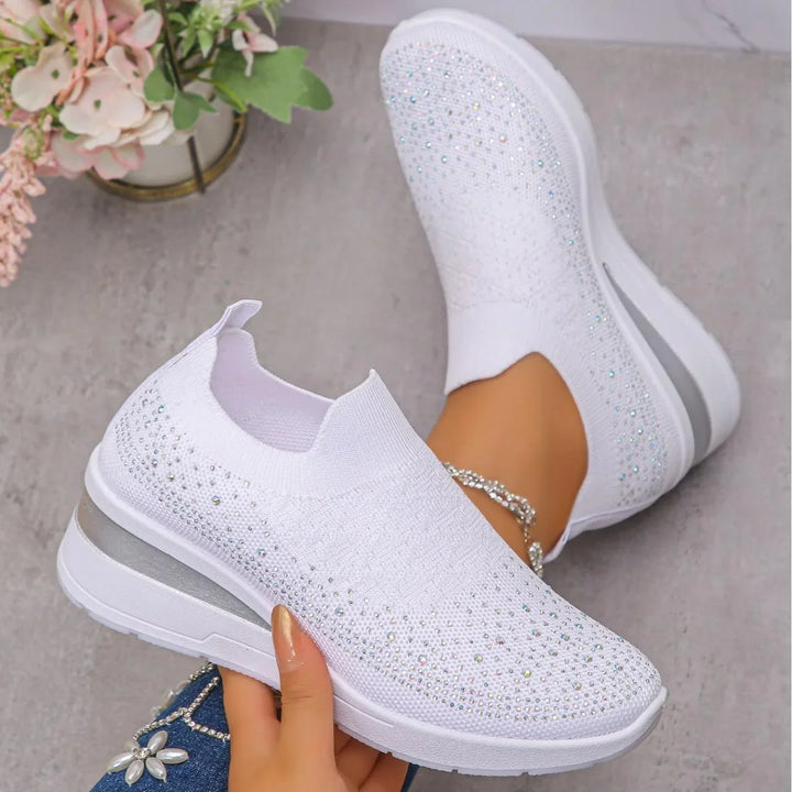 Oulella | Orthopaedic Sneakers with Wedge, Mesh and Rhinestones