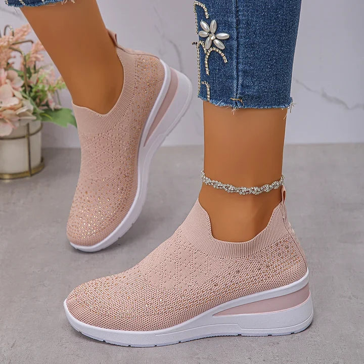Oulella | Orthopaedic Sneakers with Wedge, Mesh and Rhinestones