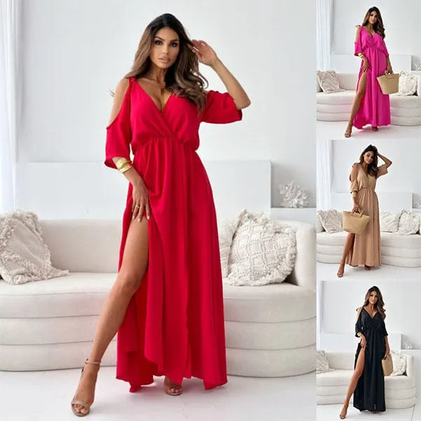 Lene Off-the-Shoulder Dress with Slit, view 10 - Elena Harper