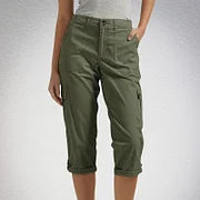 Harper Casual Cargo Pants with Mid-Rise Waist and Pleats, view 4 - Elena Harper