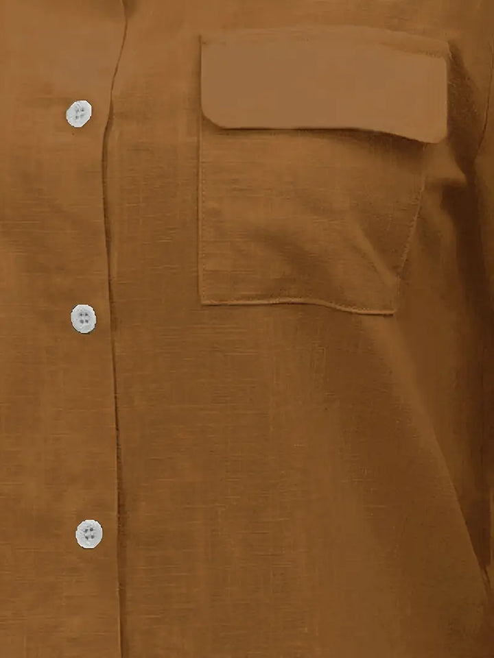 Athena - Cotton Shirt With Front Pockets