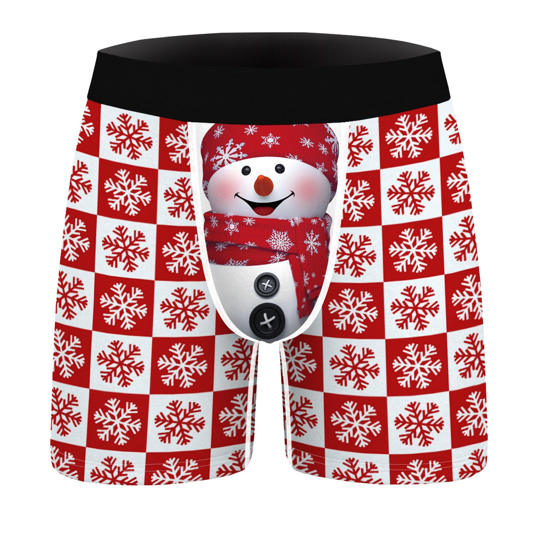 North Star | Red Snowman Print Christmas Boxer Shorts For Men