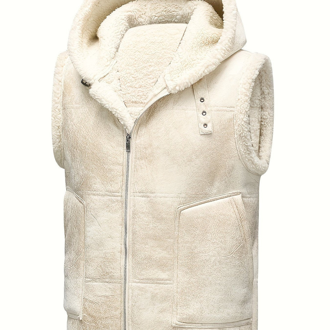 Hooded Vest with Zipper for Men - Elena Harper