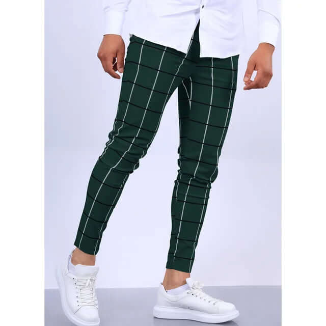 Men's Casual Checkered Ankle-Length Pants
