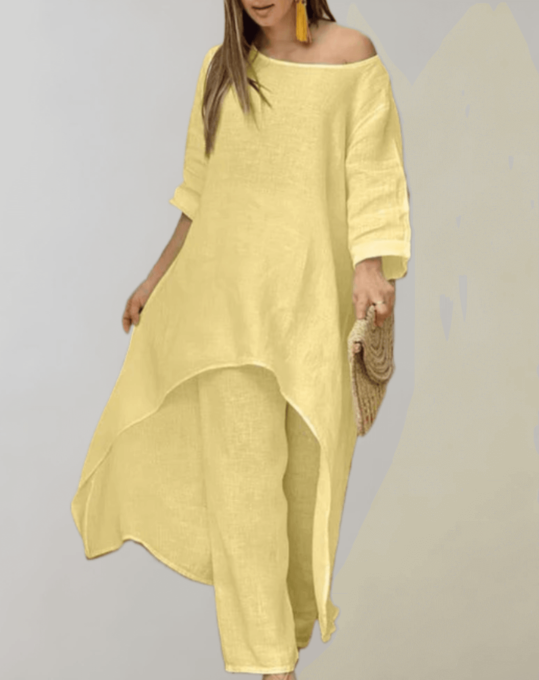 Women's 2-Piece Asymmetric Tunic Dress and Pants Set