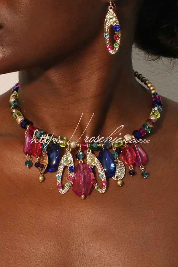 Multicolor Crystal Beaded Necklace