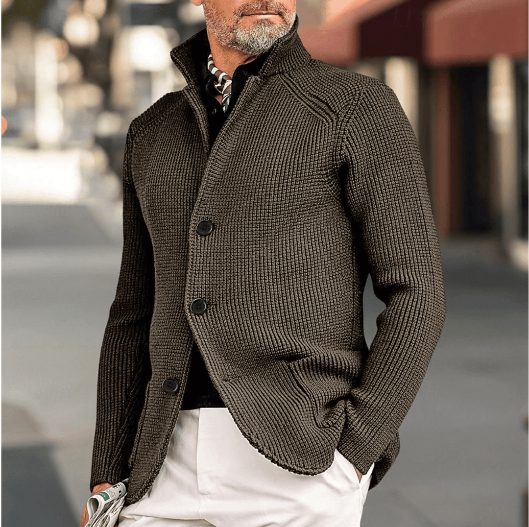 Men's Knit Cardigan Sweater, view 5 - Elena Harper