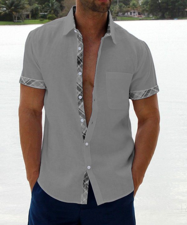 Harold Men's Casual Shirt in Checkered Design with Button-Down Collar, view 6 - Elena Harper