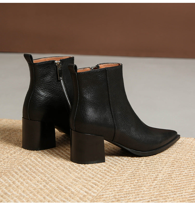 Vegan Leather Ankle Boots with High Heels - Elena Harper
