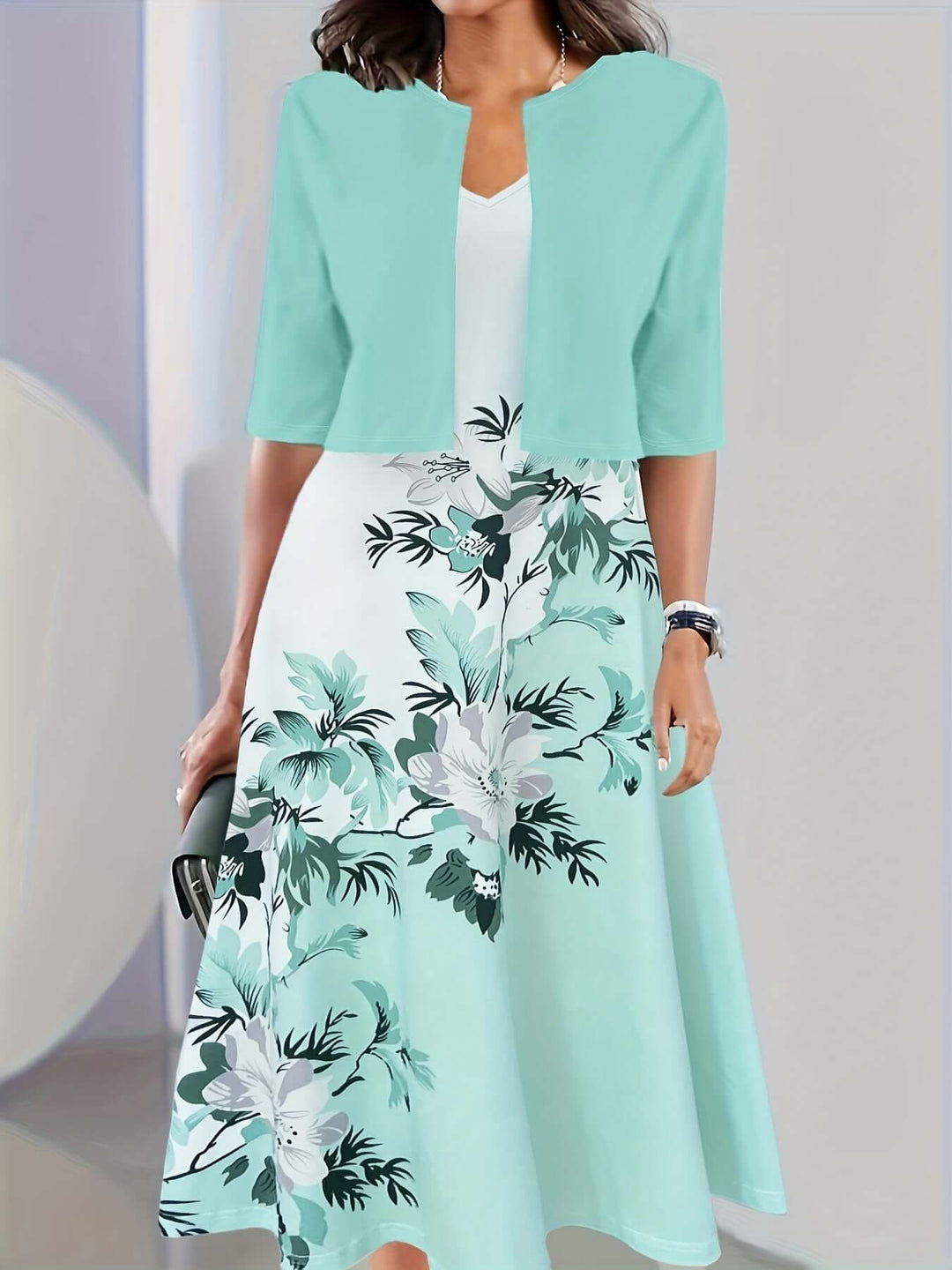 Summer Floral Two-Piece Dress - Elena Harper