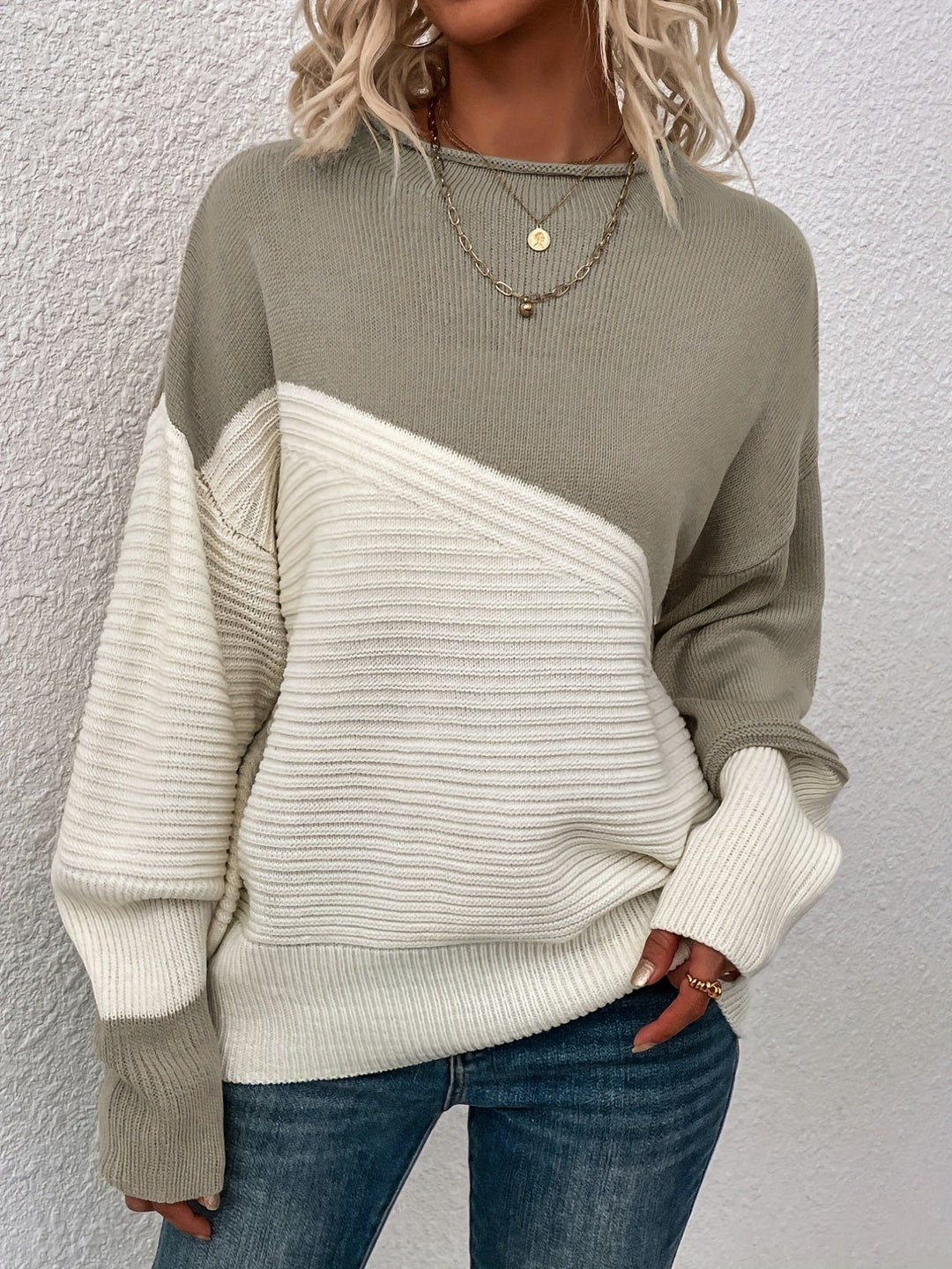 Women's Color Block Sweater - Modern and Soft