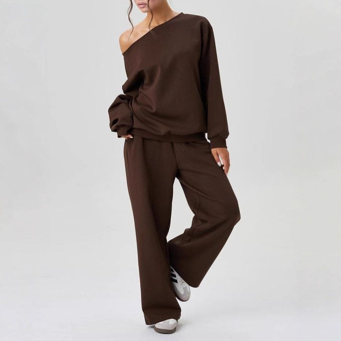 Two-Piece Casual Women's Set – Chic Sporty Style Off-Shoulder