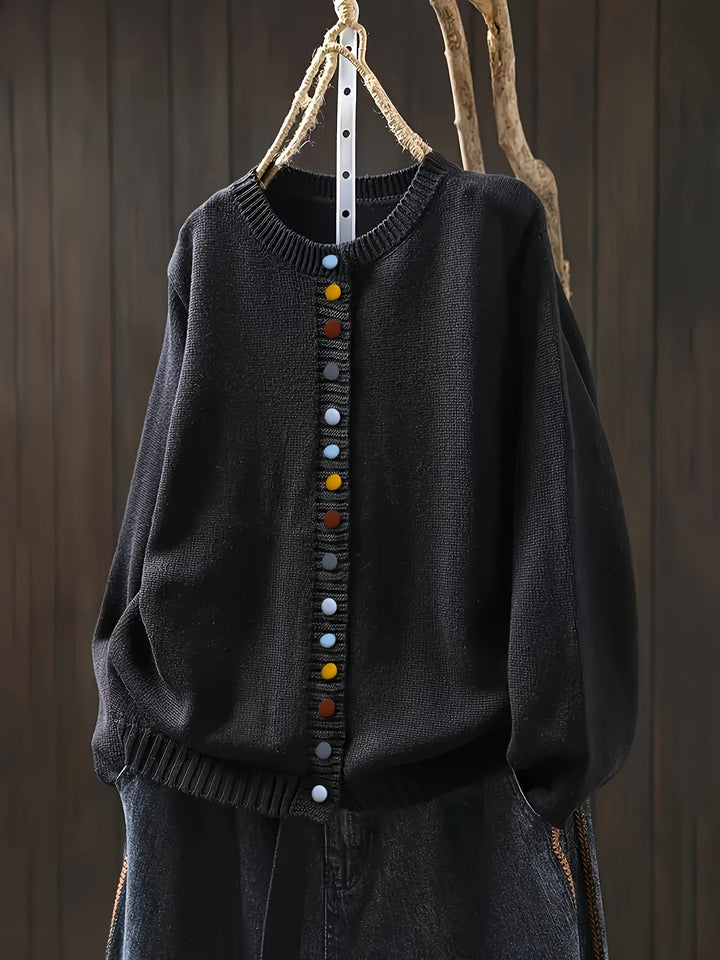 Gaetana Comfortable Knit Cardigan, view 4 - Elena Harper