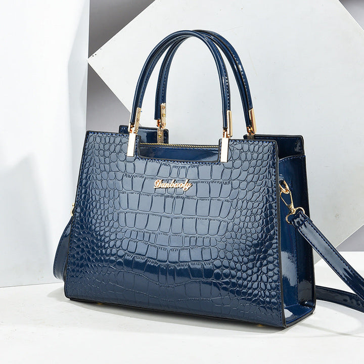 Women's Textured Fabric Bag with Embossed Pattern