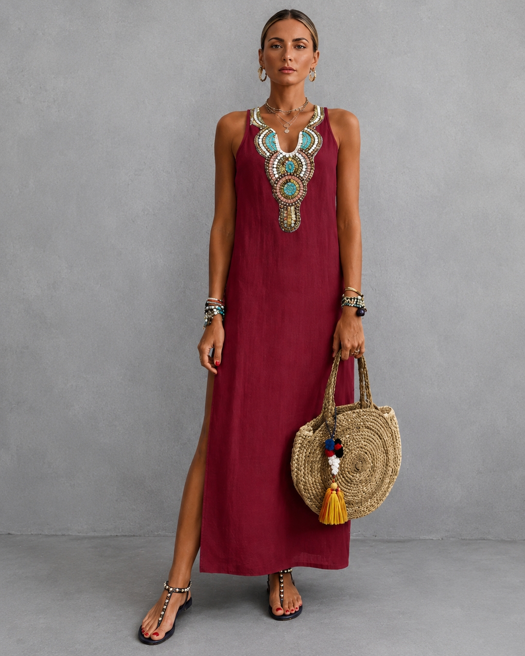 Colette™ | Belly-Covering Sleeveless Maxi Dress