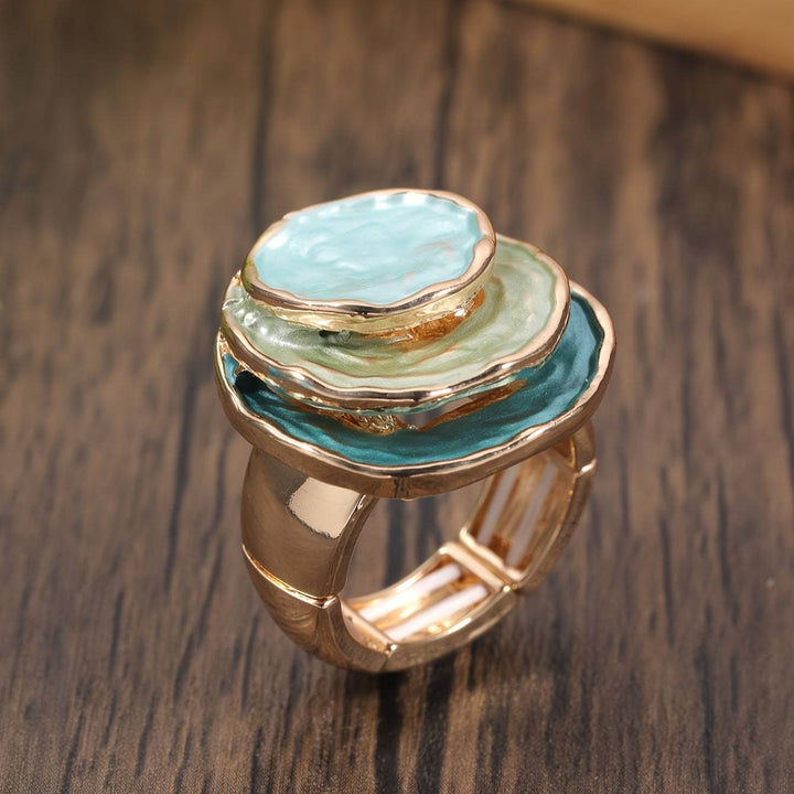 Emma & Rose Cape Town Shana™ boho triple layer ring with intricate gold-toned bands and delicate design details.