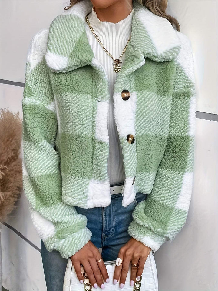 Priya - Chic Vichy Sherpa Coat