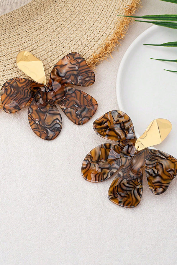 Vintage Acrylic Leopard Petal Earrings