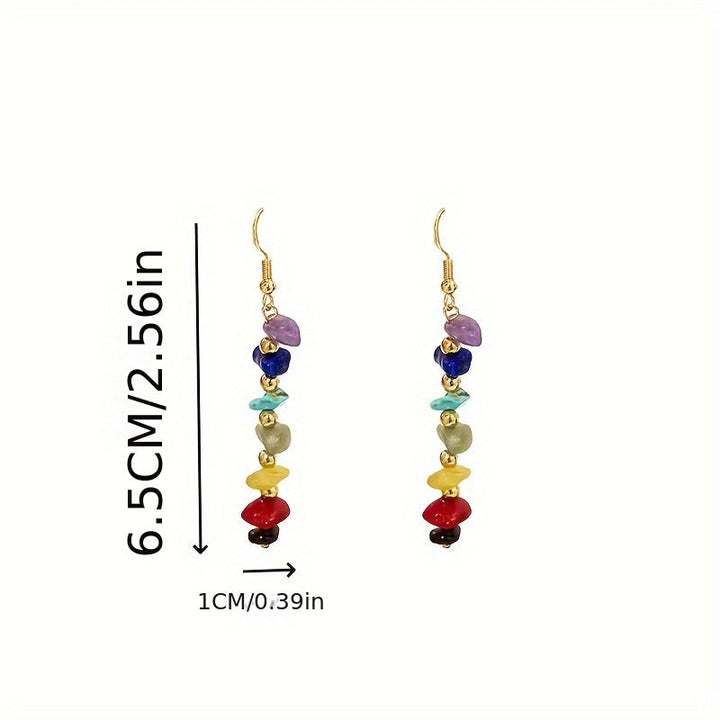Boho Colorful Natural Gemstone Drop Earrings