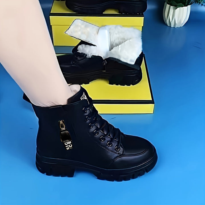 Greta Warm Leather Boots, view 4 - Elena Harper