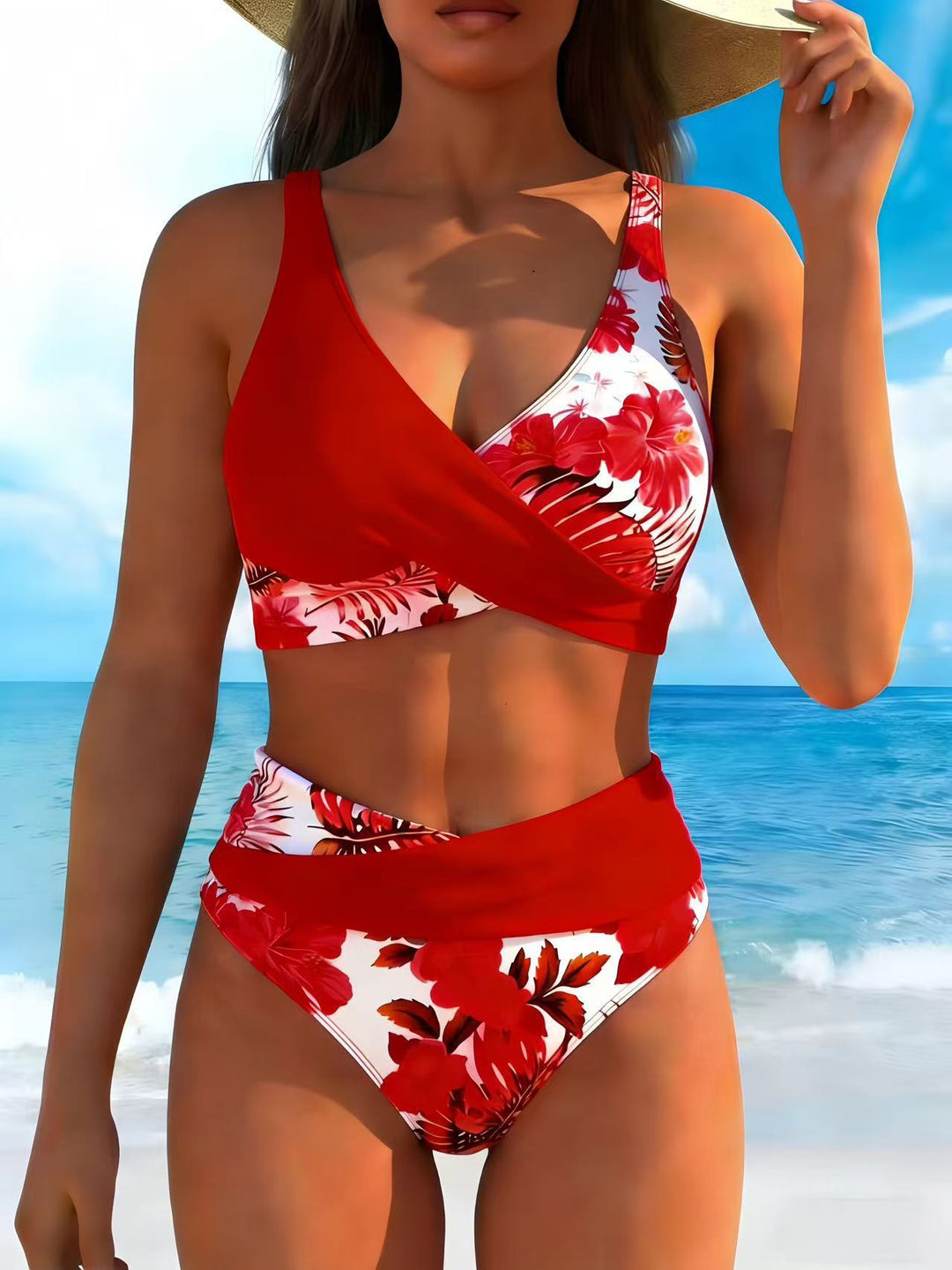 Barisol Floral Bikini Set with Supportive Wrap Top, view 2 - Elena Harper