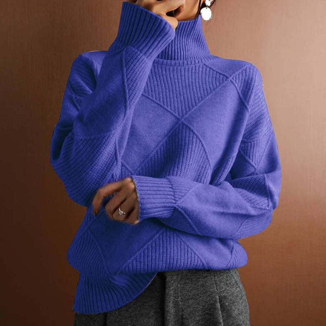 Nora | Elegant Turtleneck Sweater with Distinctive Diamond Pattern