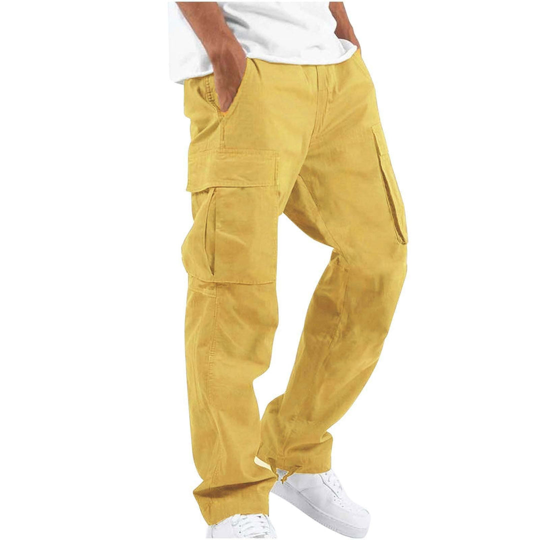 Men's Wide-Leg Cargo Pants Casual Cotton Blend Trousers, view 7 - Elena Harper