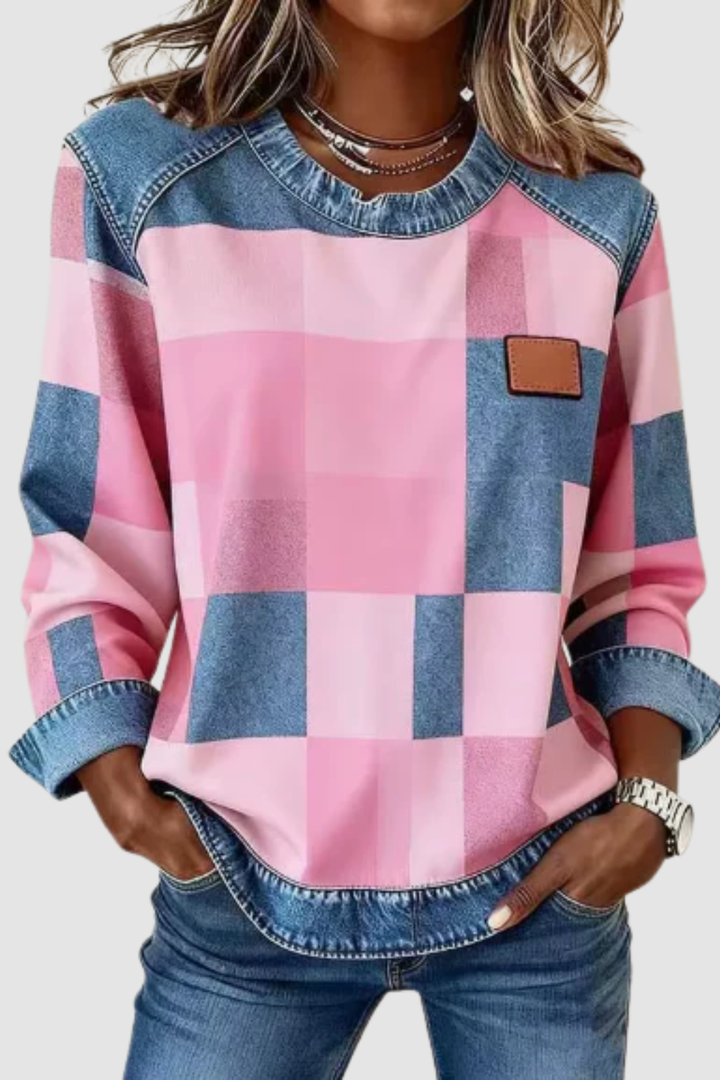 Emma & Rose vintage check knit sweater — women's knitwear