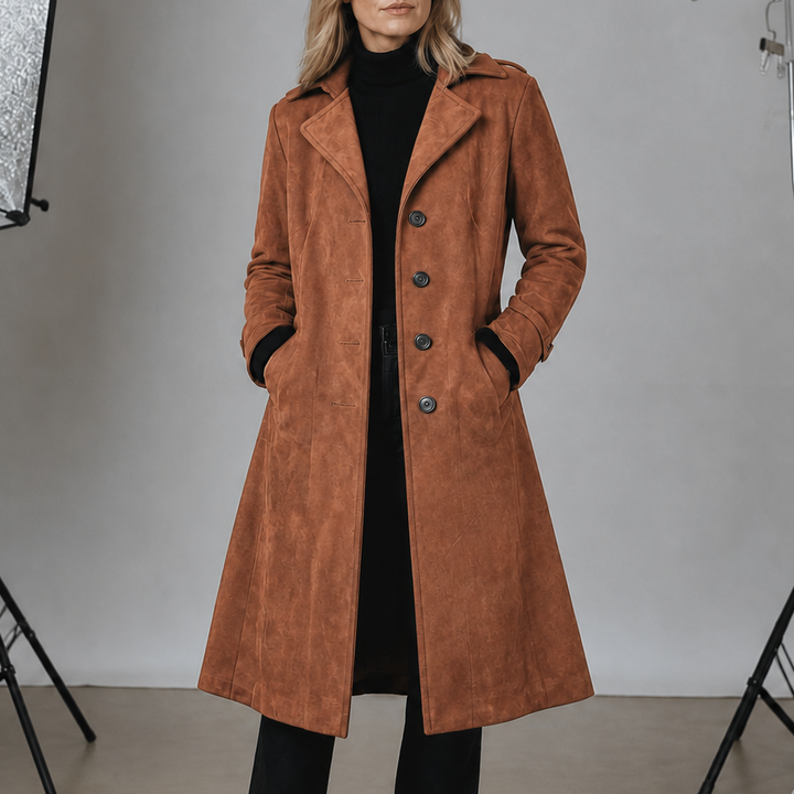 Draperie Suede Trench That Moves With You, Not Around You - Elena Harper