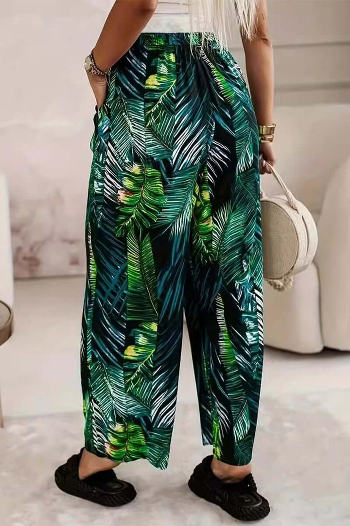 Tropical Print Wide-Leg Trousers, view 5 - Elena Harper