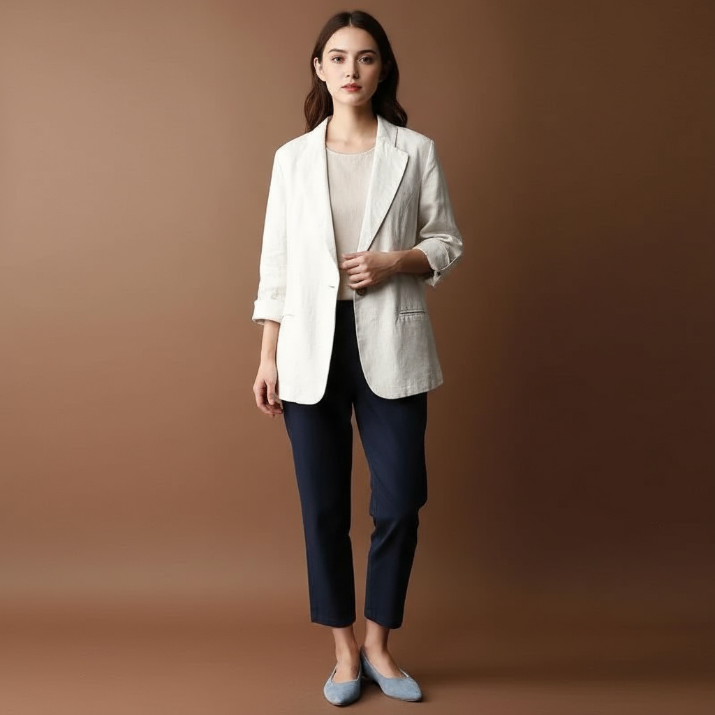 Alena Elegant and Airy Linen Blazer, view 5 - Elena Harper