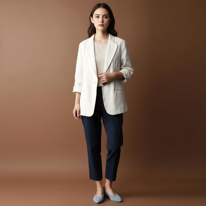 Alena Elegant and Airy Linen Blazer, view 5 - Elena Harper