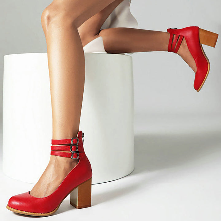 Women's Ankle Strap Block Heels – Elegant & Stable