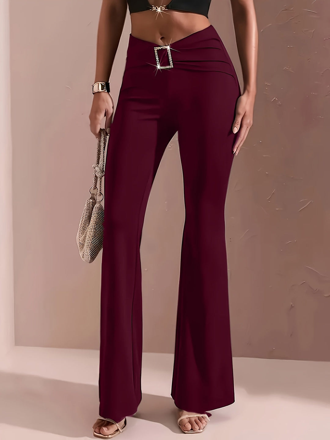 Rosemary High-Waisted Flared Trousers, view 3 - Elena Harper
