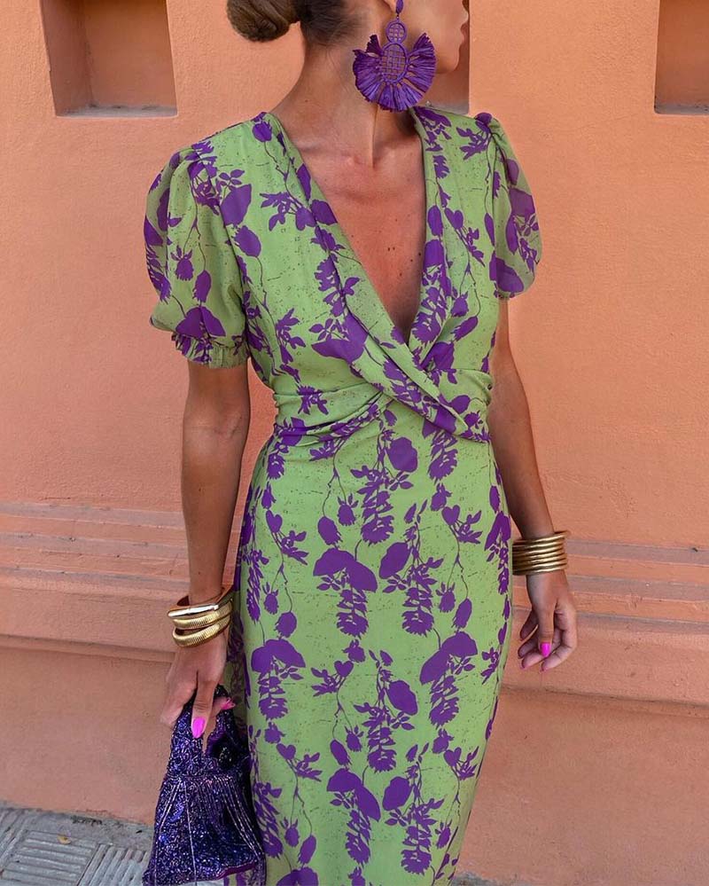 Della Women's Pleated Floral Print Boho Dress - Elena Harper