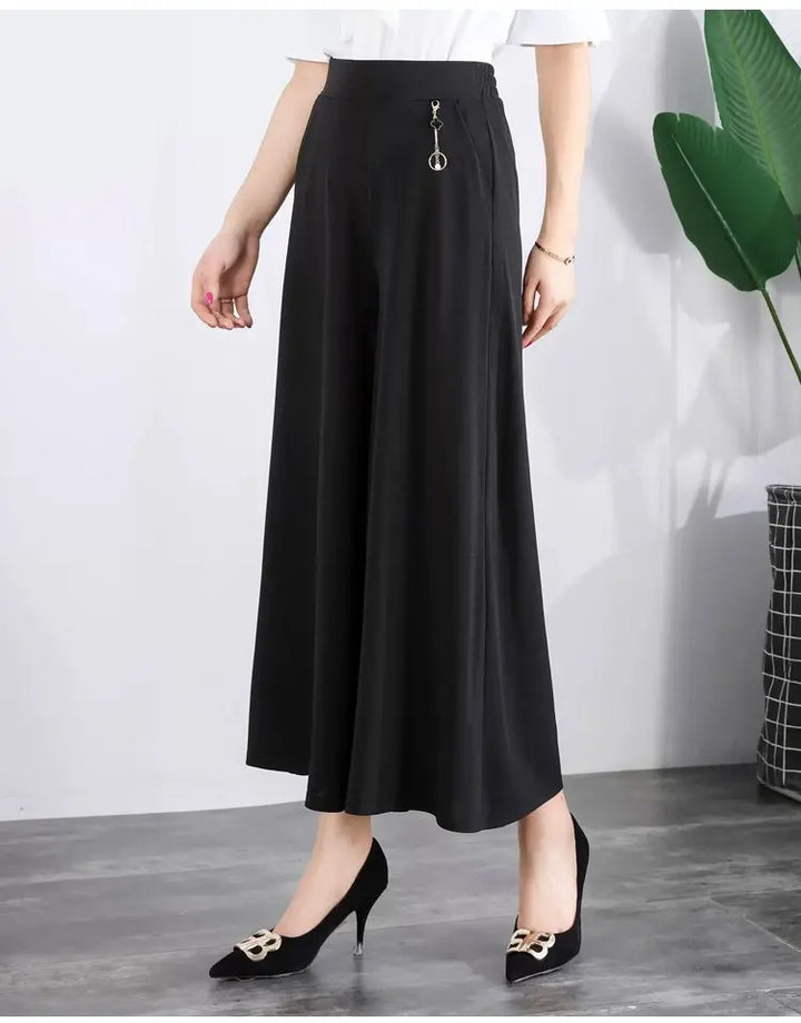 Geneva Lightweight Ice Silk Cropped Pants for Summer - Elena Harper