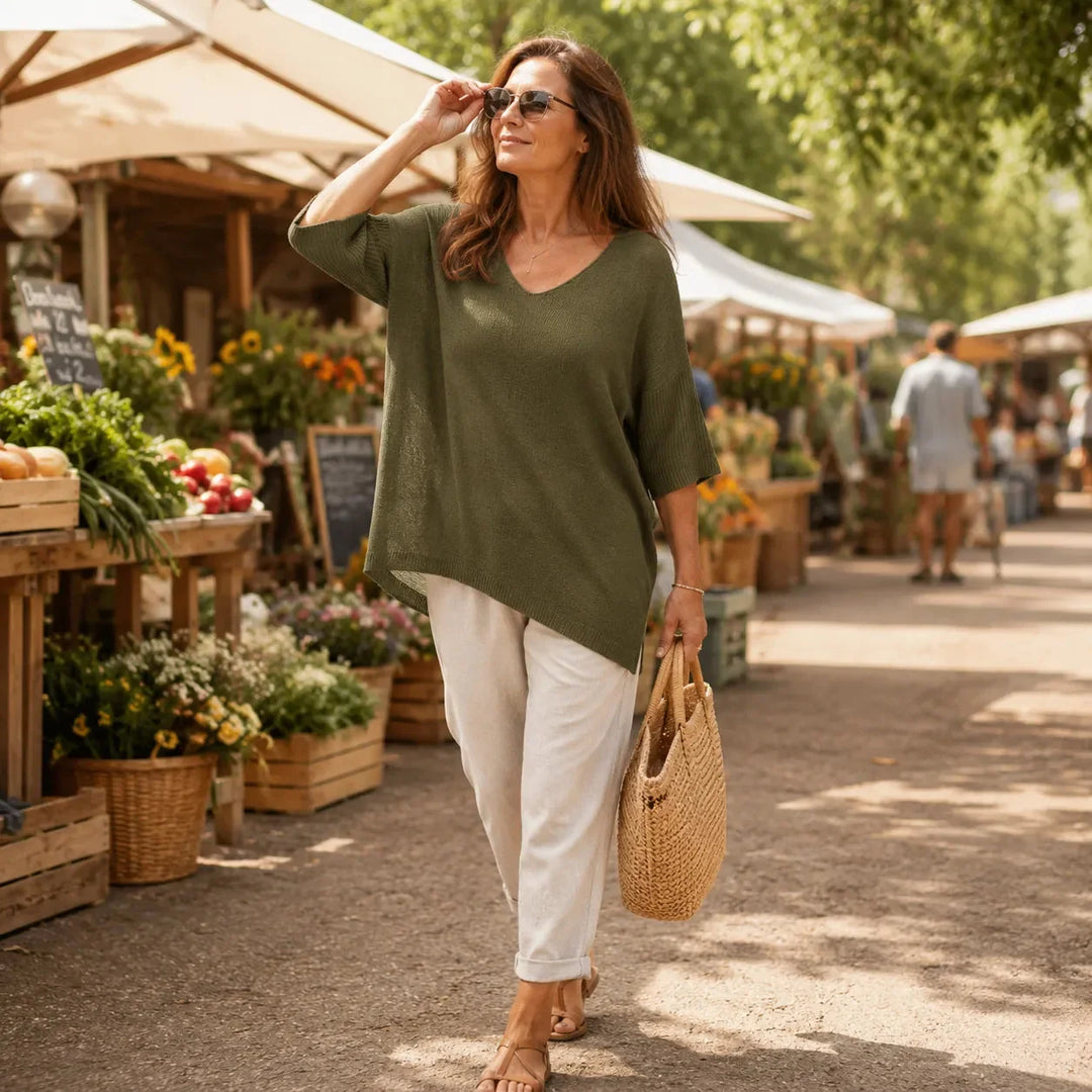 Maya | Casual and Stylish Women's Knit Tunic Top with V-Neck