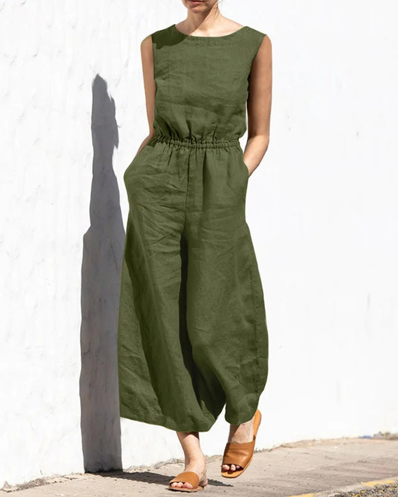 Sleeveless Jumpsuit with Wide Legs Aurelia - Elena Harper