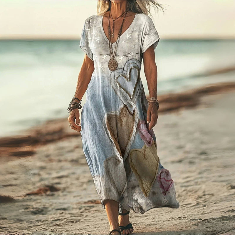 Vintage Heart Print Dress