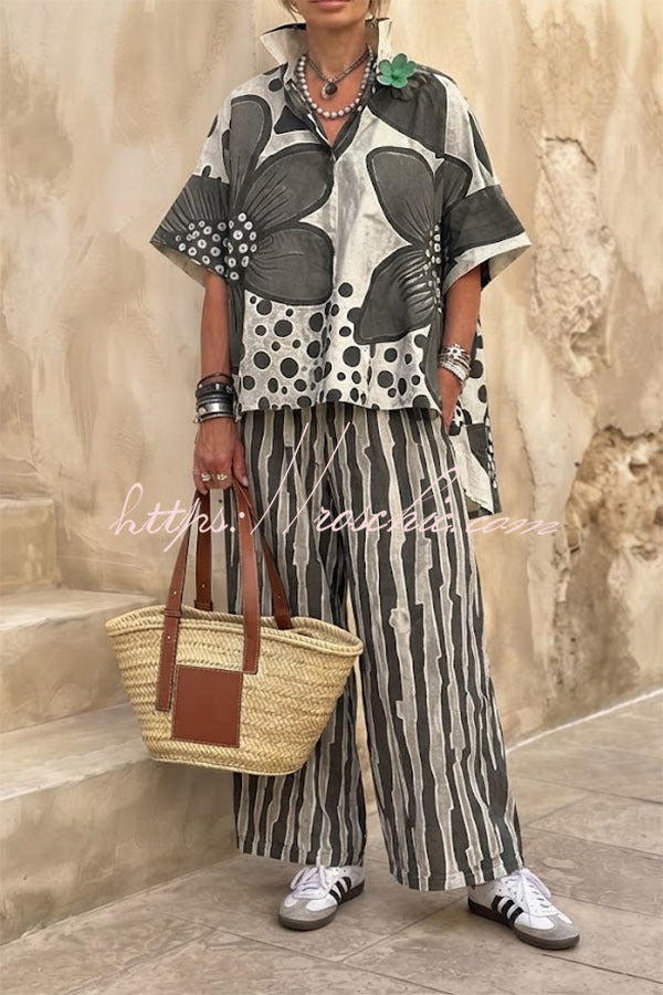 Floral Print Casual Two-Piece Pant Set