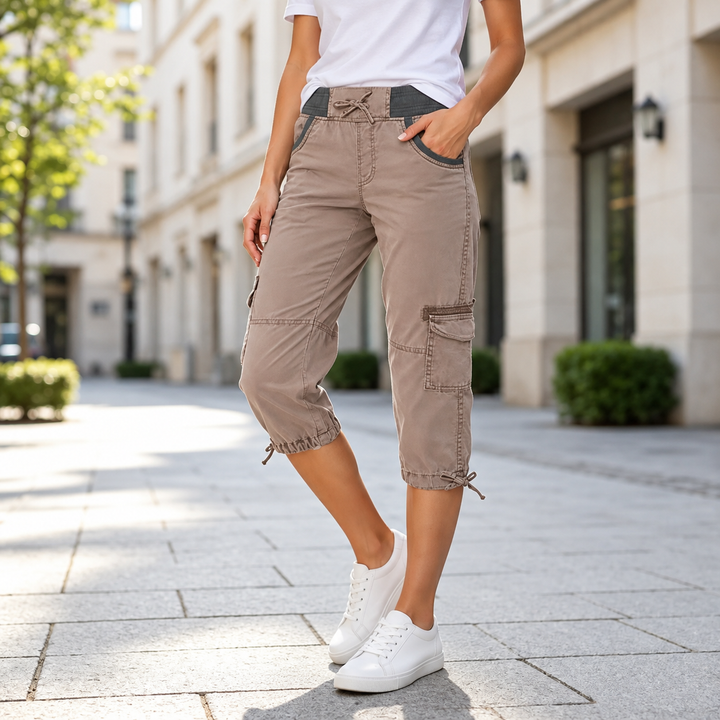 Elise™ | High-Waist Cargo Capri Pants with Pockets