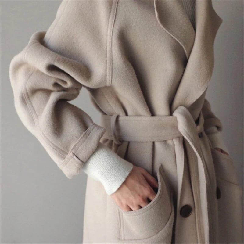 Long Double-Breasted Coat, view 3 - Elena Harper