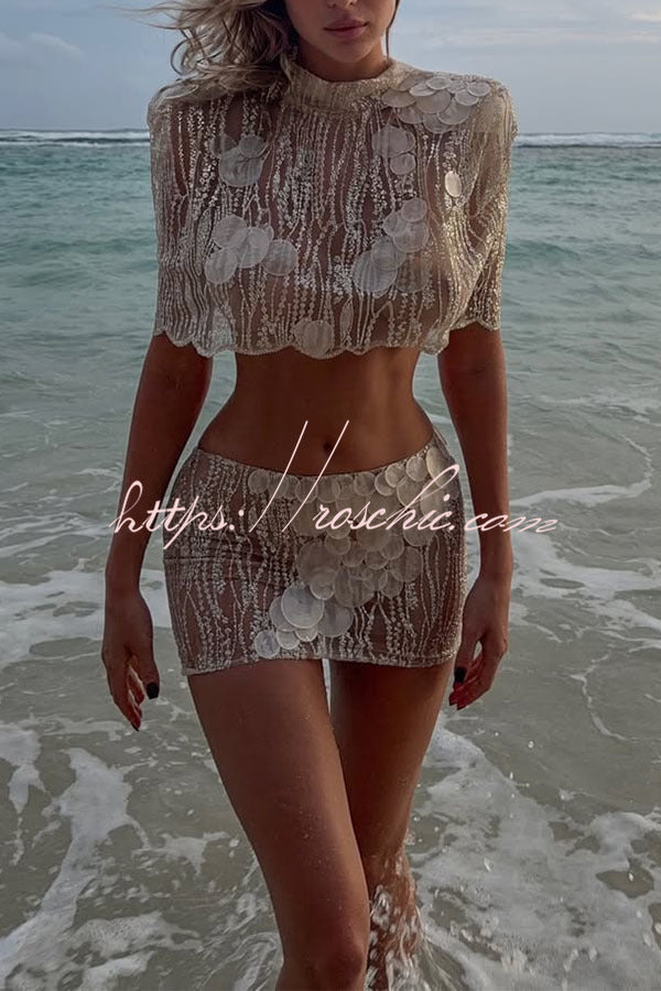 Sun-Kissed Sheer Embellished Two-Piece Set