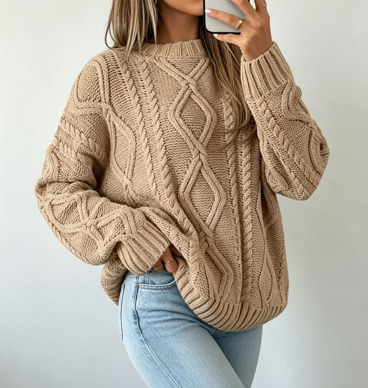 Women's Round Neck Loose Fit Sweater - Soft and Casual