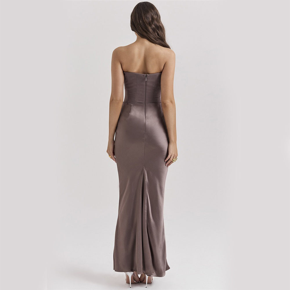Long Strapless Evening Dress with Open Back | Ideal for Spring and Summer