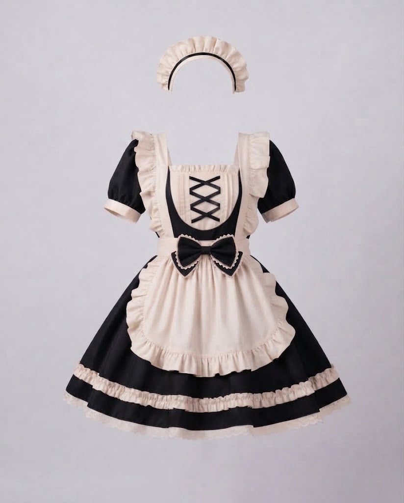 Ladies' Elaborate Maid Costume with Ruffle Details and Apron Echo Archive, view 6 - Elena Harper