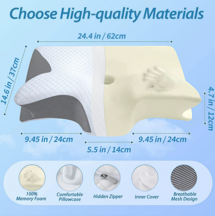 Sleep Apnoea and Snoring Relief Pillow – Ergonomic Anti-Snoring Memory Foam Pillow for Better Breathing and Deep Sleep Support