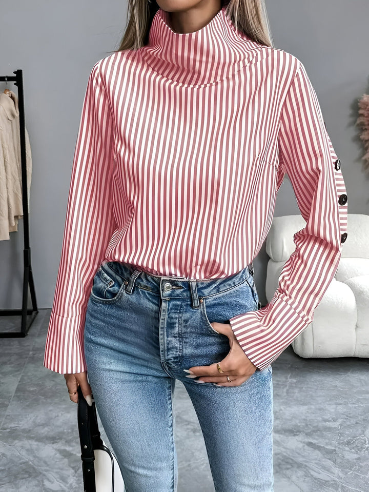 Bibi - Striped Shirt with Wide Collar